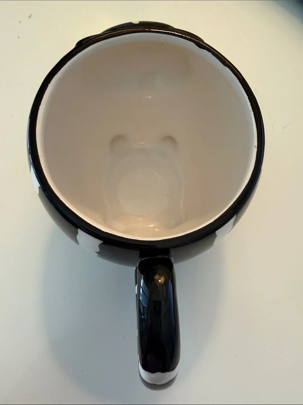 Chubby Cat Mug Pier 1 Imports Black & White Coffee Cup Hand Painted 12 oz